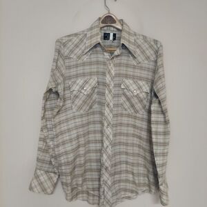 Vintage Champion Westerns Shirt Mens X-Large Pearl Snap Plaid Long Sleeve